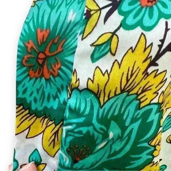 Floral Bird Print Satin-look Open Shawl Kimono Top - Picture 5 of 8